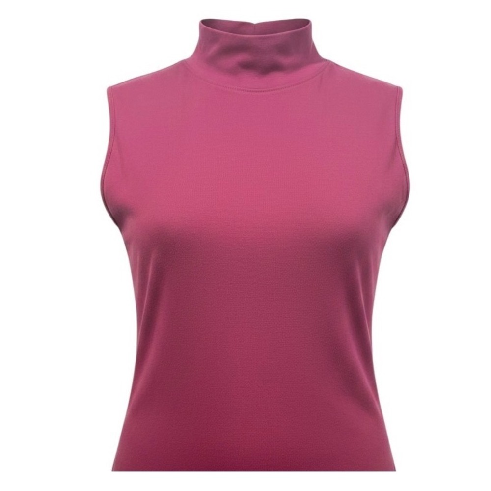 Karen Scott Womens Berry Pink Sleeveless Mock Neck Top Size XS Cotton Blend